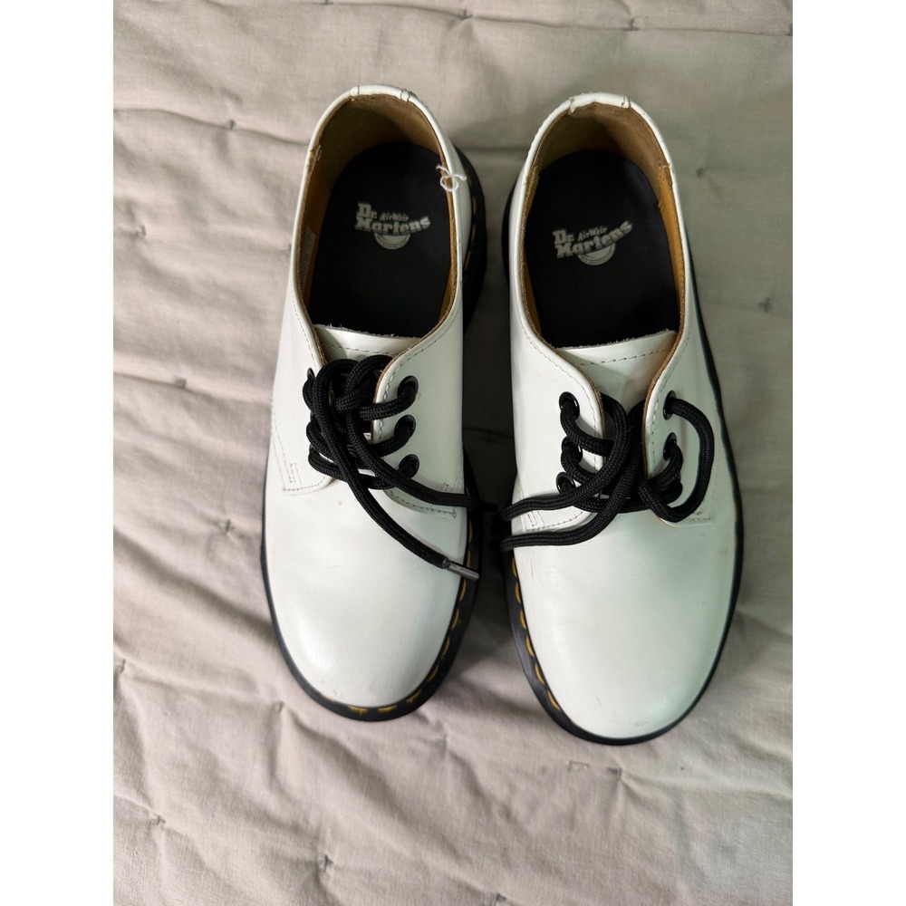 Dr. Martens Womans Platform SZ 7 Quad White Leather Shoes Oxfords Chunky Airwave - Picture 2 of 10